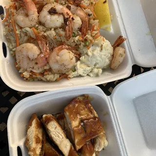 Shrimp Scampi with Vegetable Fried Rice