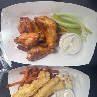 Fish and chips and sticky wings