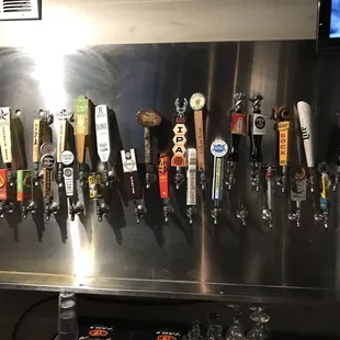 Draft wall behind the bar. A lot of familiar beers from around town.
