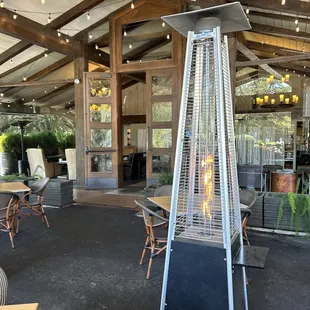 Heater in the outside seating area. Really nice!