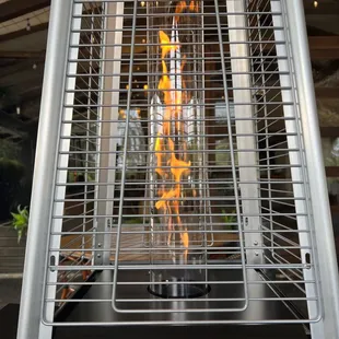 Keeping warm in the SC fog. Nice patio area for pups.