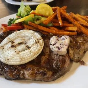 Ribeye dinner with sweet potato subbing for fingerling