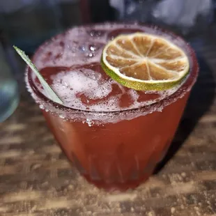 Watermelon margarita from the drink menue.