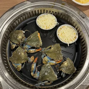 Blue crab and cheesy corn