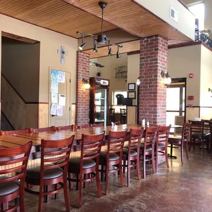 tables and chairs in a restaurant