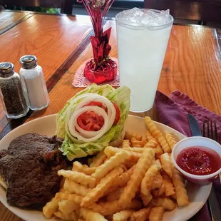 Rid Eye Sandwich with old fashion Crinkle fries
