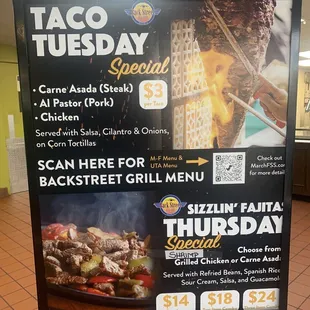The specials: tacos &amp; sizzling fajitas.  The tacos are very good!