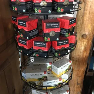a display of teas
