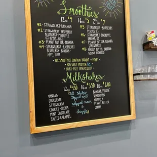 a menu on a chalkboard