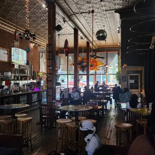 the inside of a restaurant