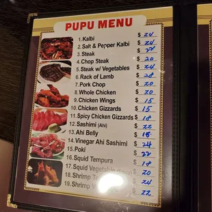 Menu as if December 2020