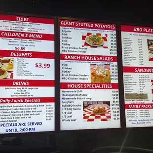 Drive-thru menu