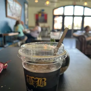 a cup of coffee on a table