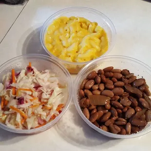 Coleslaw, mac &amp; cheese, beans