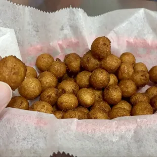 Tiny but plentiful hush puppies.
