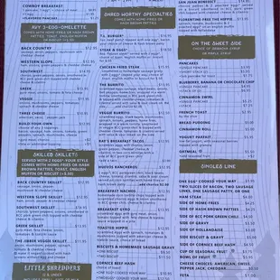 Menu as of August 2022