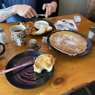 a man eating breakfast
