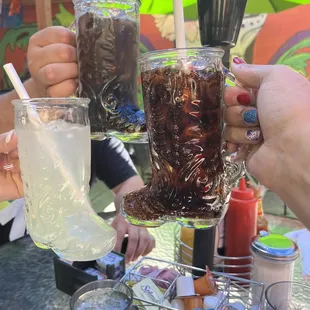 Drinks served in boot mugs