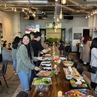 The community long table is such a gorgeous focal point of the tasting room. Beautiful!