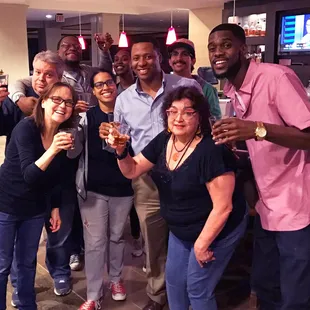 An audience member loved the show so much, he bought all the comics a shot!