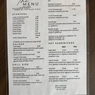 menu