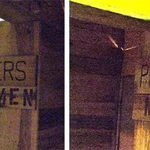 a wooden door and a wooden sign