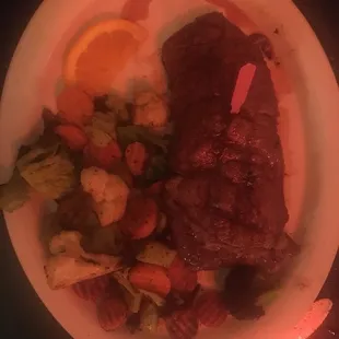 Steak with veggies