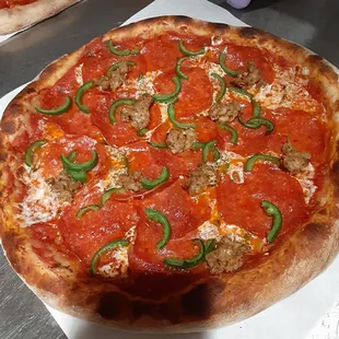 Backdraft: Pepperoni, house made sausage, fresh jalapeño