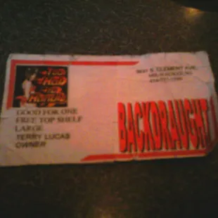 Drink voucher for winning Shake-of-the-Day