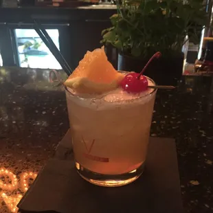 Whiskey Sour!  It was too beautiful to drink.  Delicious and refreshing.