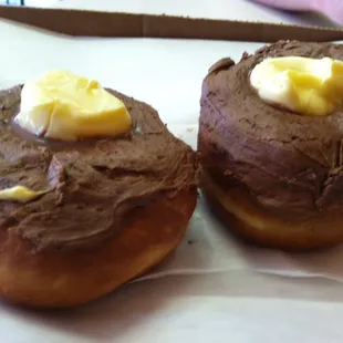 Bismarks with custard. Yumm