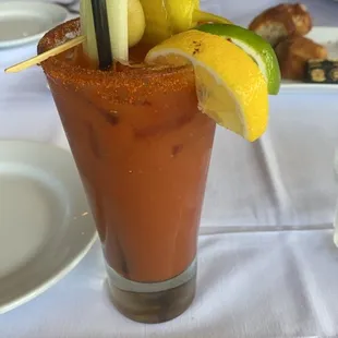 House made spicy bloody Mary&apos;s