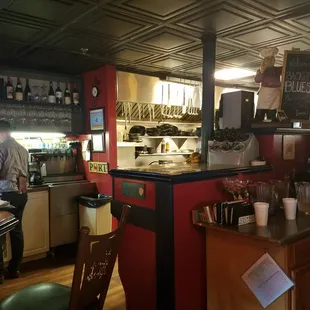Looking at the kitchen from bar area.