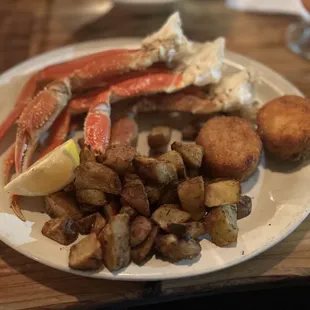 Crab legs and crab cake combination plate is my favorite...