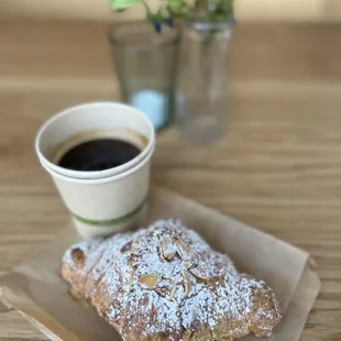 Americano and almond croissant
