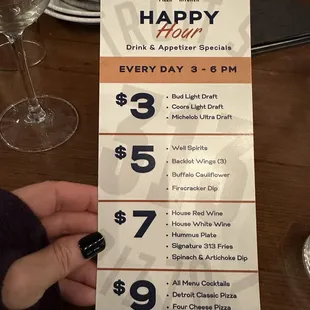 Happy Hour Menu (even on a Friday!) 1/19/24
