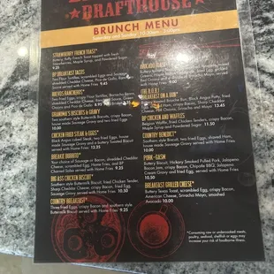 Brunch menu