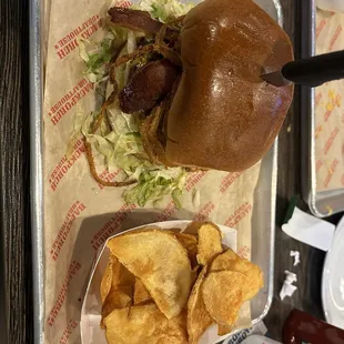 Legend burger and homemade chips