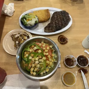Steak &amp; dog bowl salad.