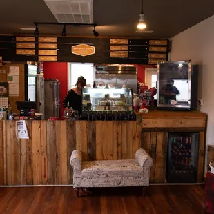 the front counter of the restaurant