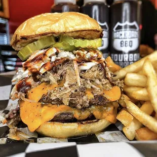 a burger and french fries