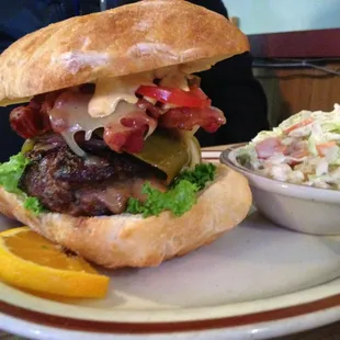 The signature burger- had green chilies, bacon plus the works-