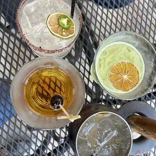 A few drinks out on their patio