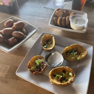 Mini Corn Dogs, Fried Pickles, and Potato Skins