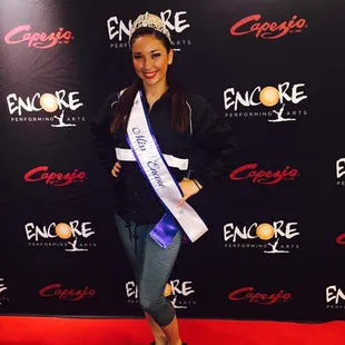 Our senior dancer after being crowned miss encore of northern California 2016