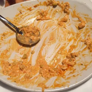 a dirty plate of food