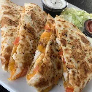 a plate of quesadillas