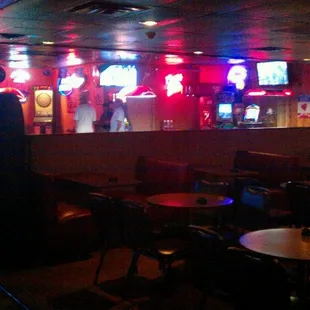 a bar with neon lights