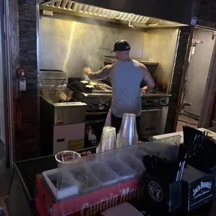 a man preparing food