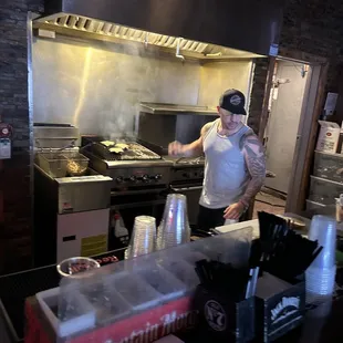 a man preparing food